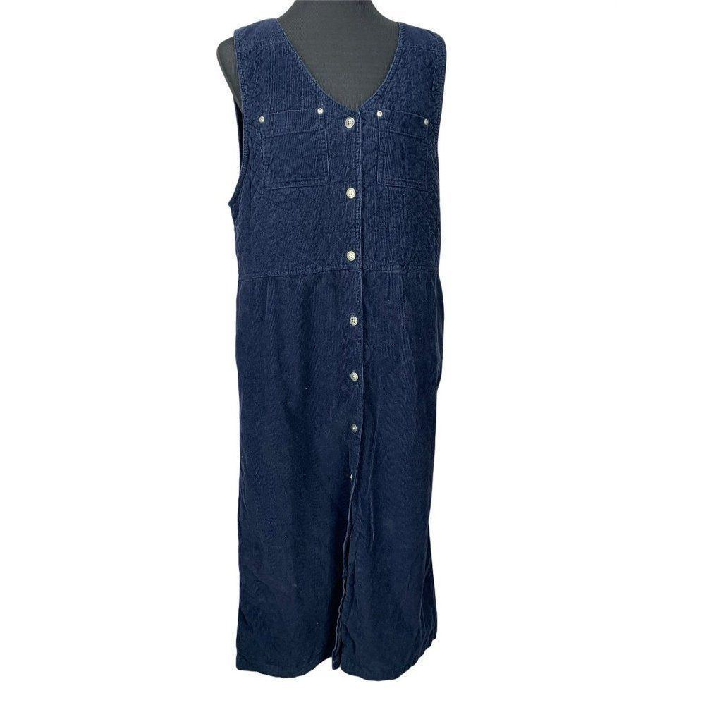 Mountain Lake Casuals Women's Blue Corduroy XL Sleeveless Dress‎